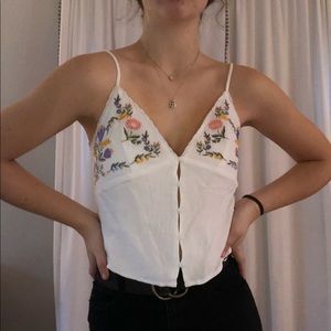 Embroidered button down tank top